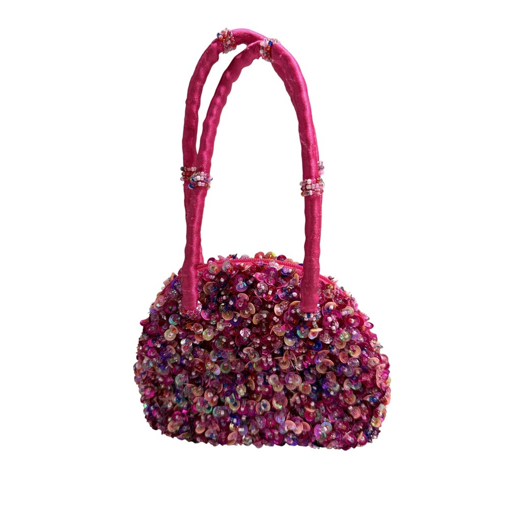 Mini Handbag Womens OS Pink/Purple Sequined Beaded Y2K Evening Bag Prom Wedding